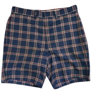 Vintage 70s‎ Plaid Shorts Harris Slacks Blue Red White Waist 36" x Inseam 8"